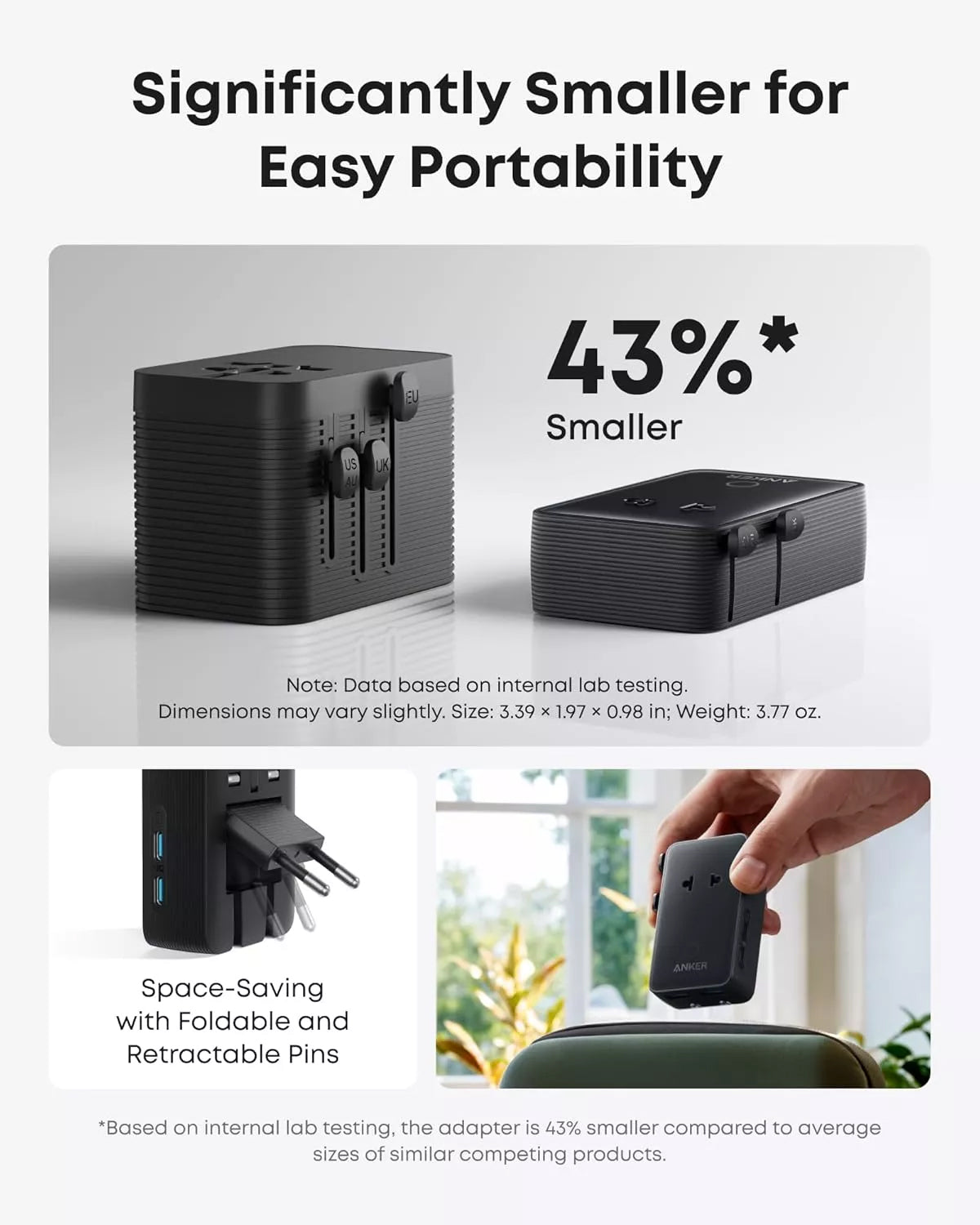 Ładowarka sieciowa Anker Nano Travel, 20W, 3A, 2 x USB-A - 2 x USB-C, Czarny A9215H11