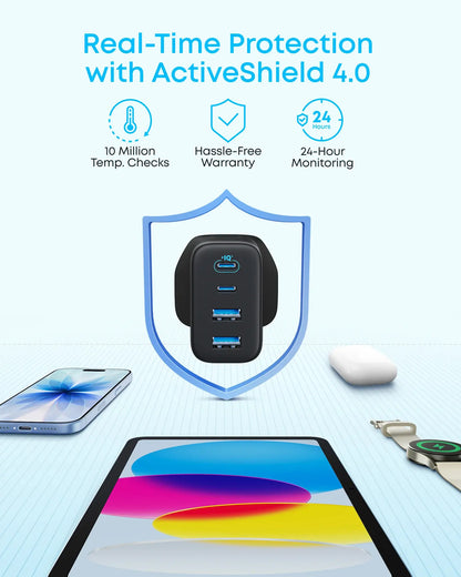 Ładowarka sieciowa Anker Zolo, 50W, 3A, 2 x USB-A - 2 x USB-C, Biała