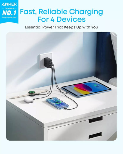 Ładowarka sieciowa Anker Zolo, 50W, 3A, 2 x USB-A - 2 x USB-C, Czarny A121EG11