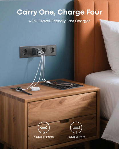 Ładowarka sieciowa Anker Zolo, 70W, 1 x USB-A - 3 x USB-C, Czarny A121CG11