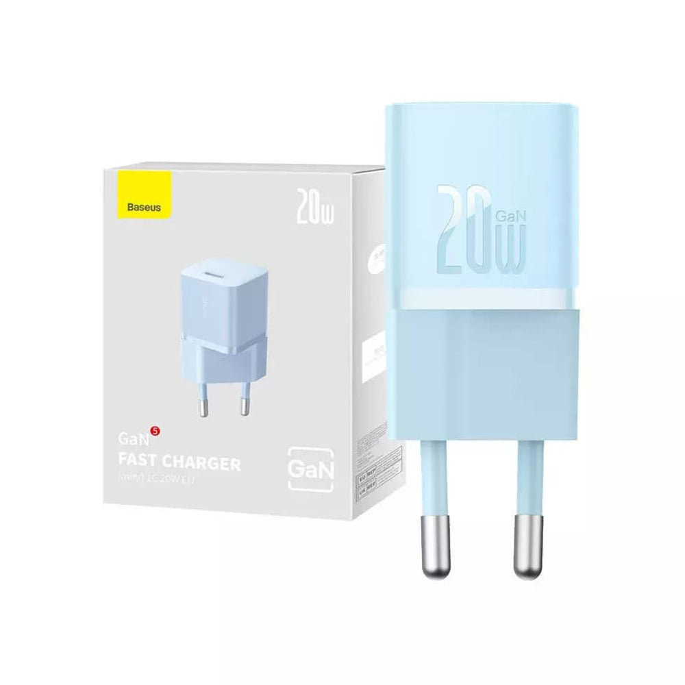Ładowarka sieciowa Baseus GaN Mini 1C, 20W, 3A, 1 x USB-C, Niebieska CCGN050103