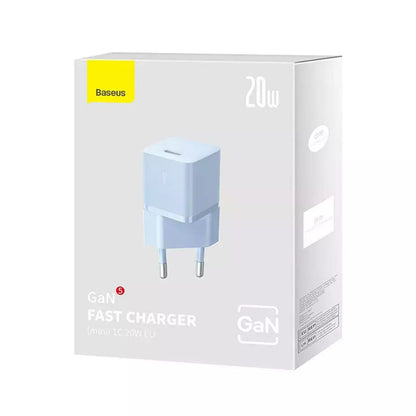 Ładowarka sieciowa Baseus GaN Mini 1C, 20W, 3A, 1 x USB-C, Niebieska CCGN050103