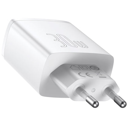 Ładowarka sieciowa Baseus Compact, 30W, 1 x USB-C - 2 x USB-A, biała CCXJ-E02 