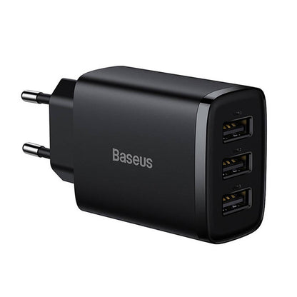 Ładowarka sieciowa Baseus Compact 3U, 17W, 2.1A, 3 x USB-A, czarna CCXJ020101 