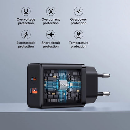 Ładowarka sieciowa Baseus Cube, 20W, 3A, 1 x USB-A - 1 x USB-C, biała P1011140321313-00 