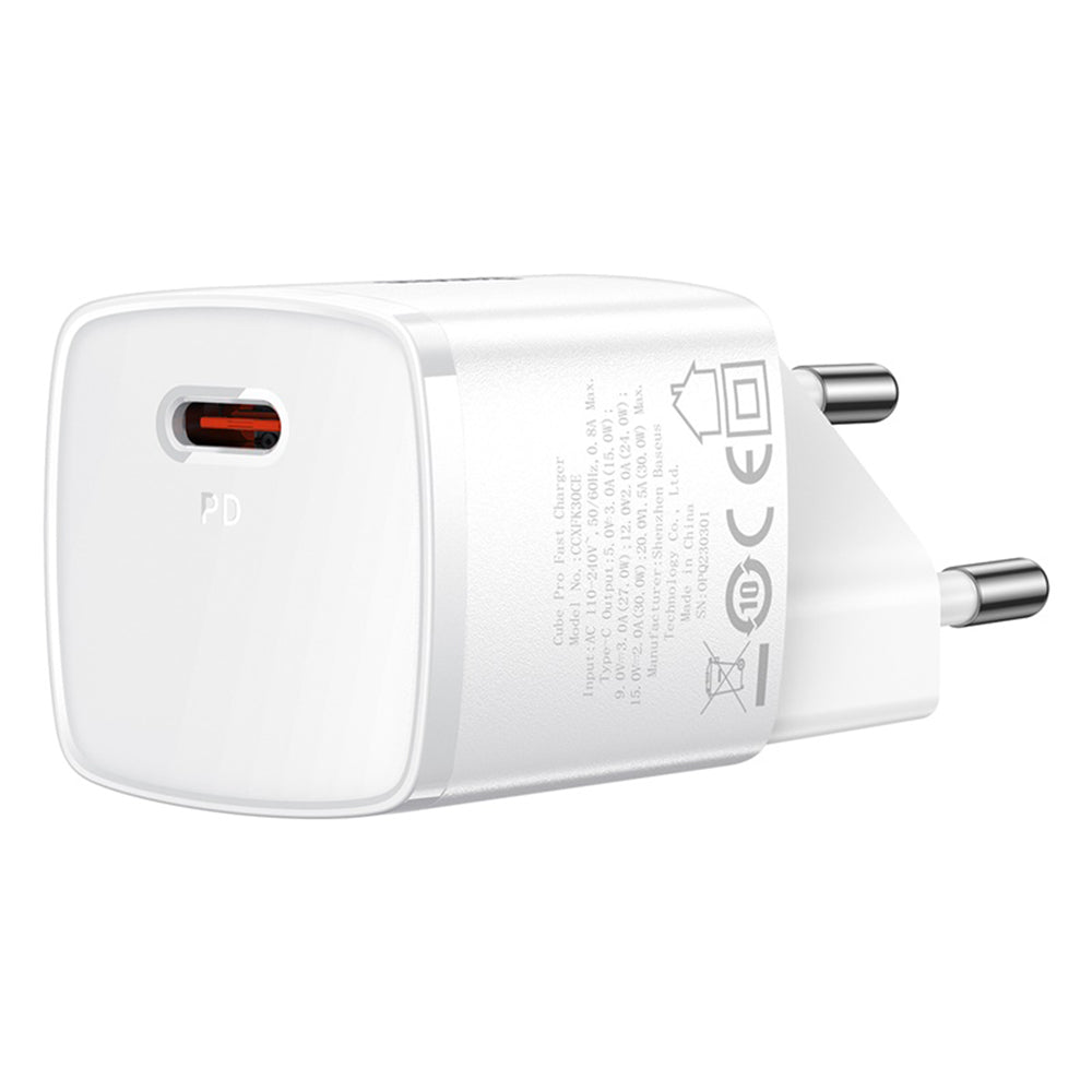 Ładowarka sieciowa Baseus Cube Pro, 30W, 3A, 1 x USB-C, Biała CCXF000302