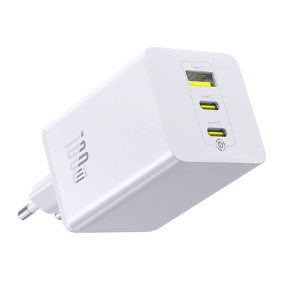 Ładowarka sieciowa Baseus EnerFill FE11, 100W, 5A, 1 x USB-A - 2 x USB-C, Biała P10182102213-00