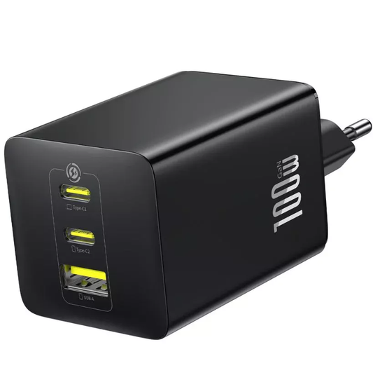 Ładowarka sieciowa Baseus EnerFill FE11, 100W, 5A, 1 x USB-A - 2 x USB-C, Szara P10182102123