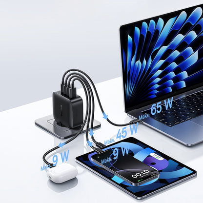 Ładowarka sieciowa Baseus EnerFill FH11, 140W, 5A, 1 x USB-A - 3 x USB-C, Czarny E0121J00