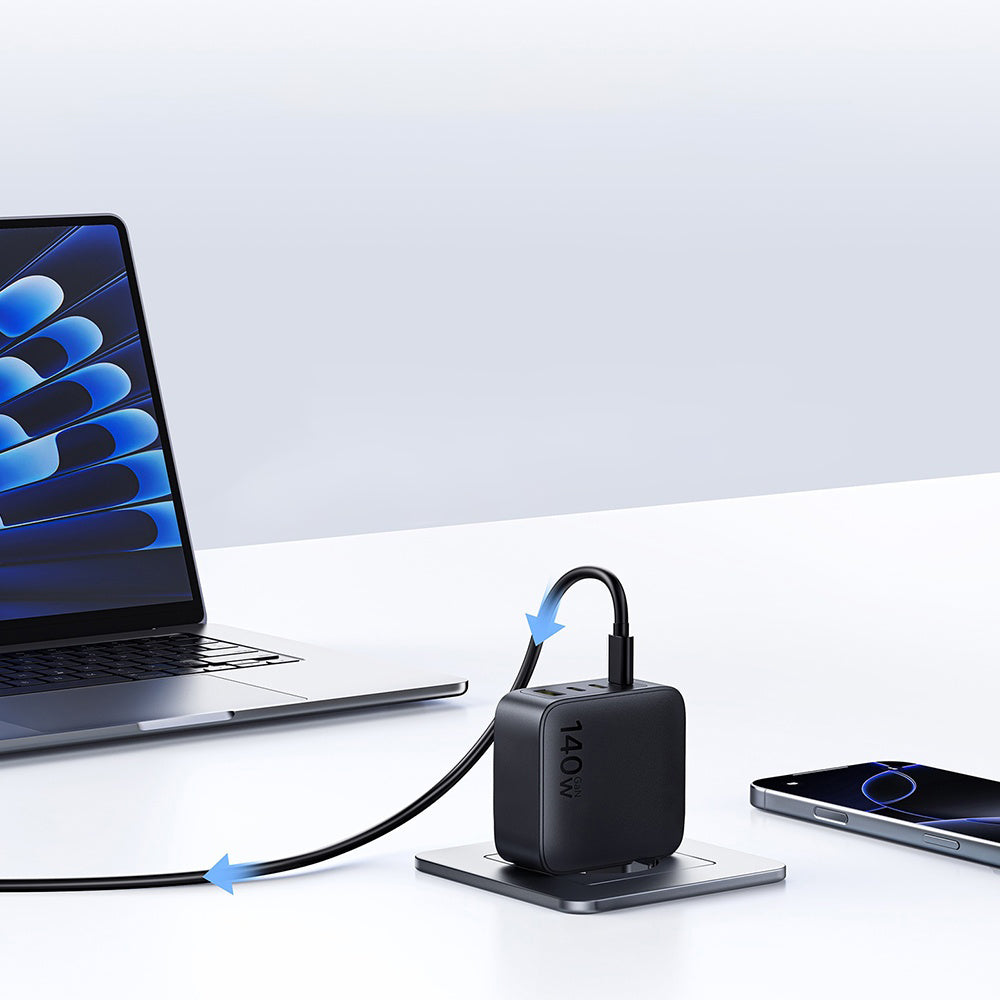 Ładowarka sieciowa Baseus EnerFill FH11, 140W, 5A, 1 x USB-A - 3 x USB-C, Czarny E0121J00