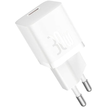 Ładowarka sieciowa Baseus GaN Mini 1C, 30W, 3A, 1 x USB-C, biała CCGN070502