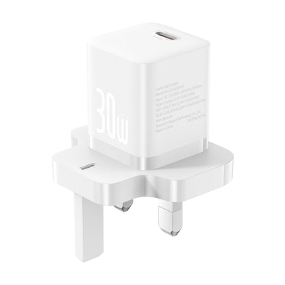 Ładowarka sieciowa Baseus GaN5 UK, 30W, 3A, 1 x USB-C, Biała P10110906213-00