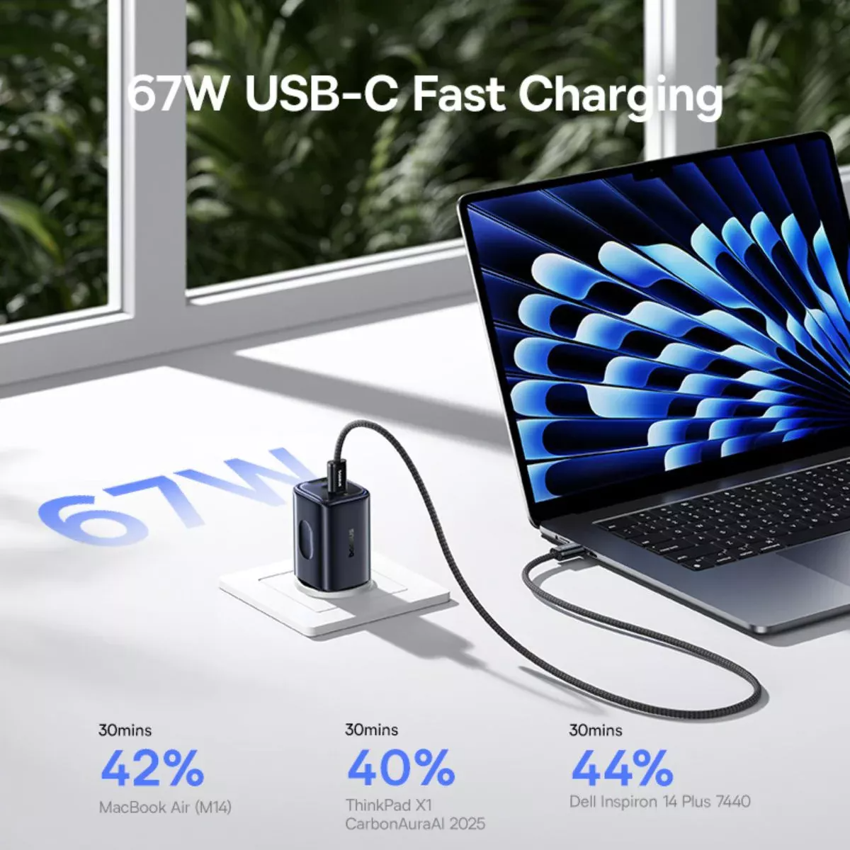 Ładowarka sieciowa Baseus PicoGo AE11, 67W, 1 x USB-A - 2 x USB-C, Czarny E0121200