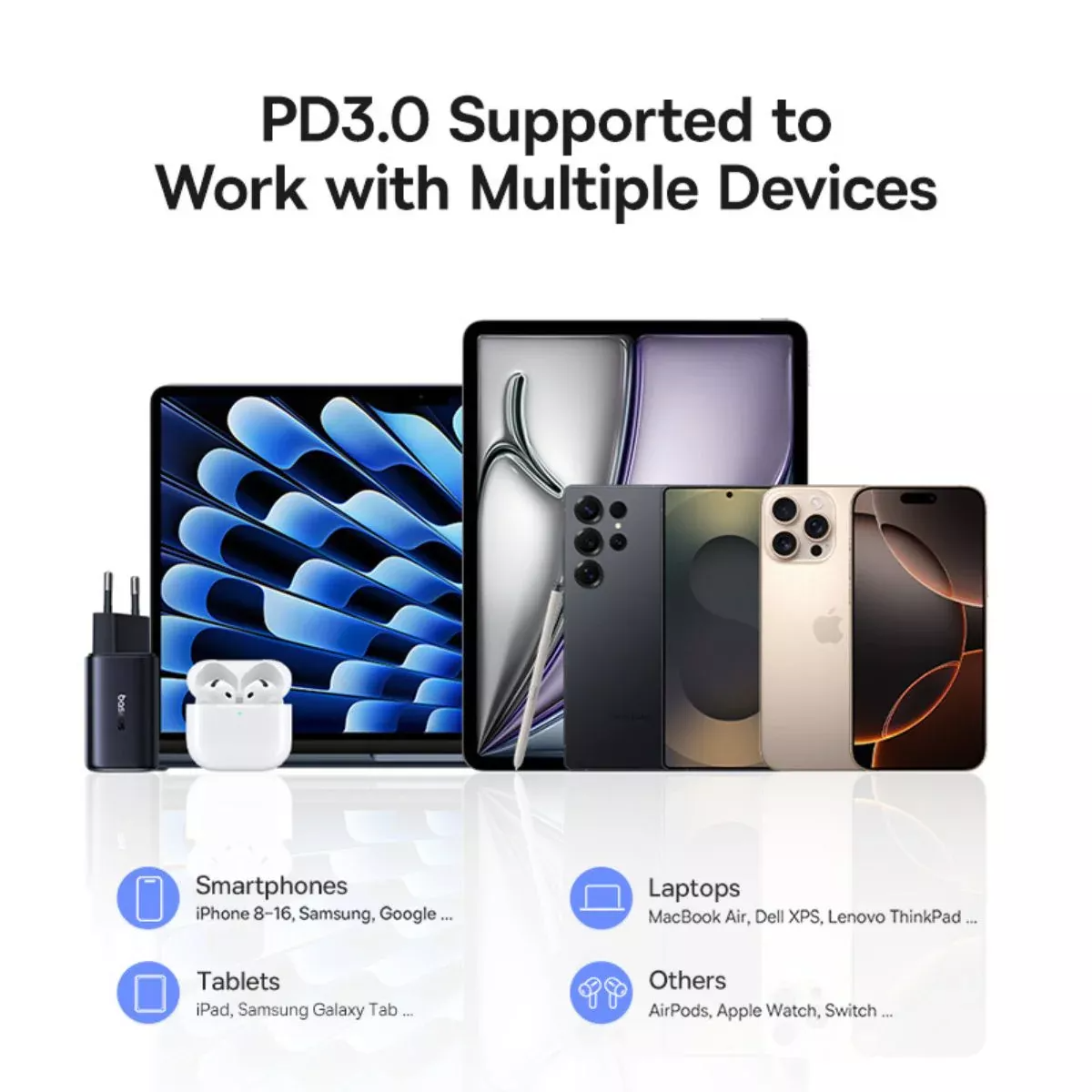 Ładowarka sieciowa Baseus PicoGo AE11, 67W, 1 x USB-A - 2 x USB-C, Czarny E0121200