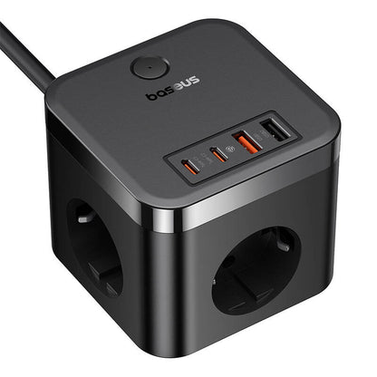 Ładowarka sieciowa Baseus PowerCombo Cube, 30W, 3A, 2 x USB-A - 2 x USB-C - 3 x Schuko, czarna E00066400117-00 