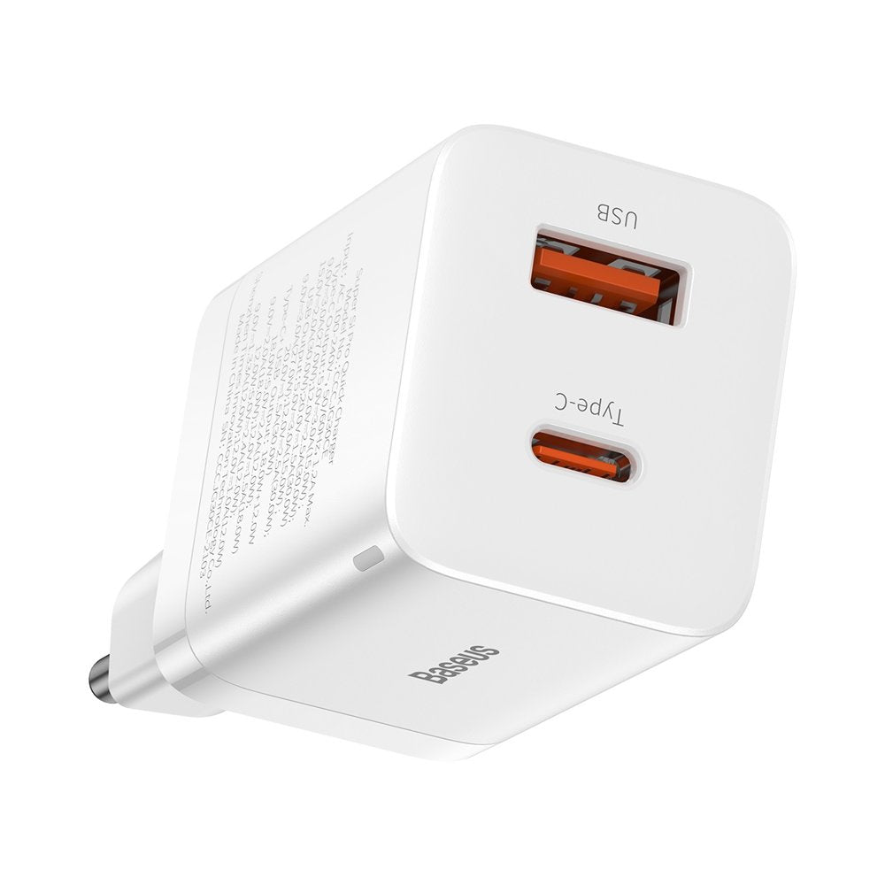 Ładowarka sieciowa Baseus Super Si Pro, 30W, 3A, 1 x USB-A - 1 x USB-C, biała CCSUPP-E02