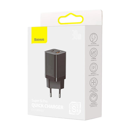 Ładowarka sieciowa Baseus Super Si Pro, 30W, 3A, 1 x USB-A - 1 x USB-C, czarna CCSUPP-E01