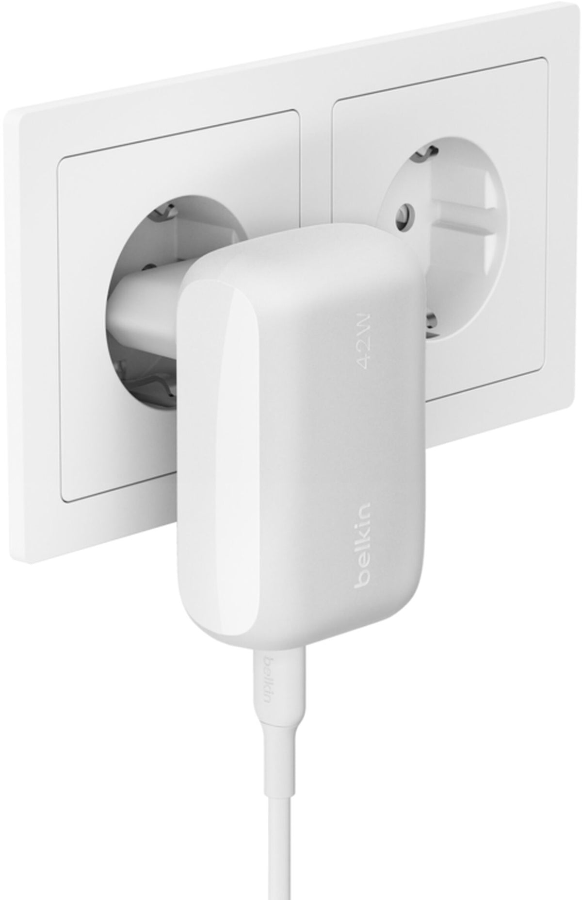 Ładowarka sieciowa Belkin BoostCharge Dual, 42W, 3A, 1 x USB-A - 1 x USB-C, Biała WCB009vfWH