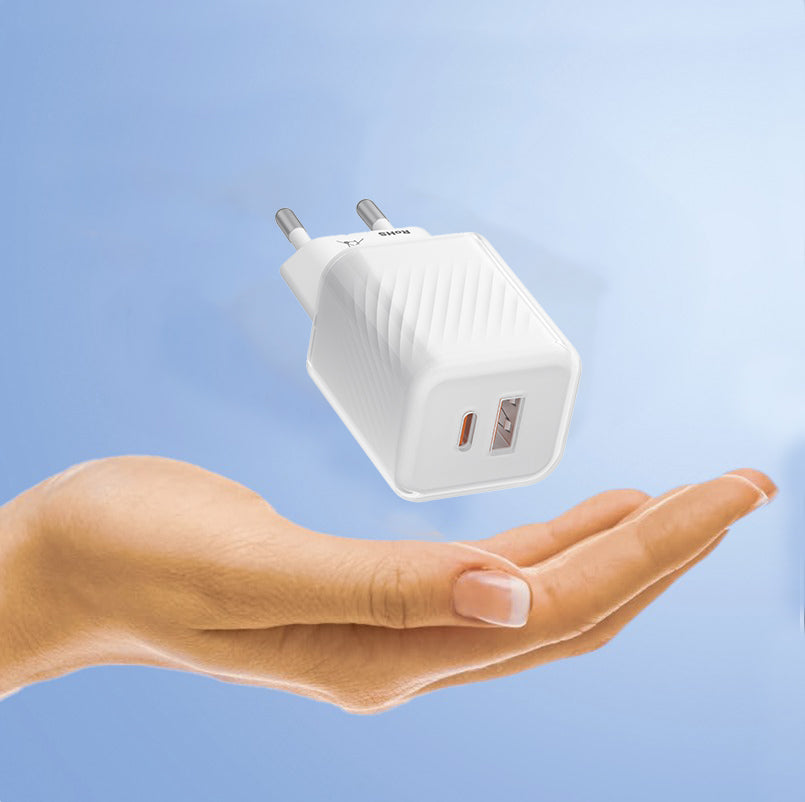 Ładowarka sieciowa Blueo, 35W, 3A, 1 x USB-A - 1 x USB-C, Biała