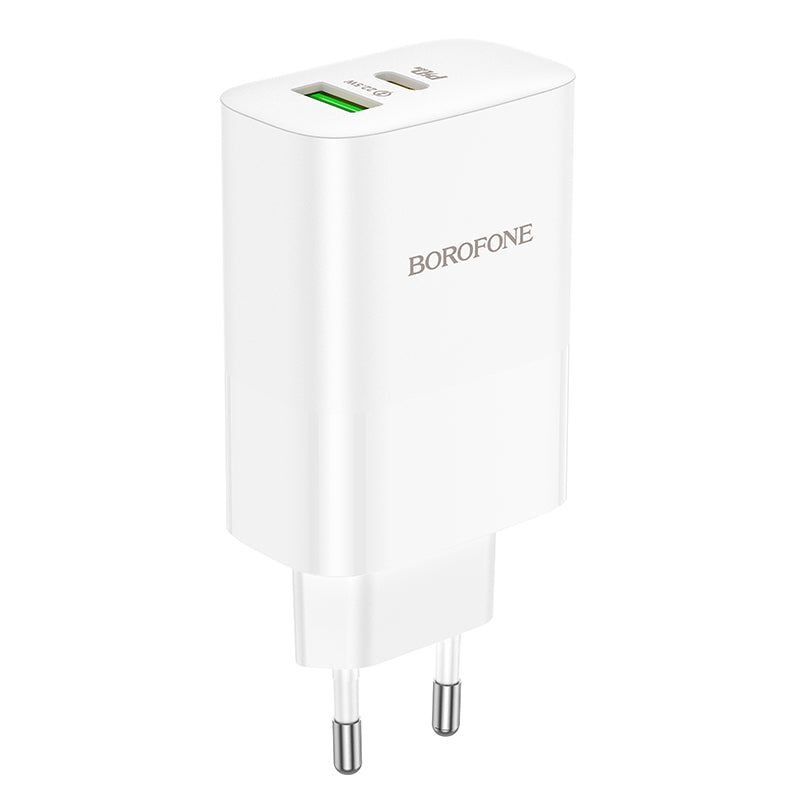 Ładowarka sieciowa Borofone BN10, 65W, 5A, 1 x USB-A - 1 x USB-C, biała 