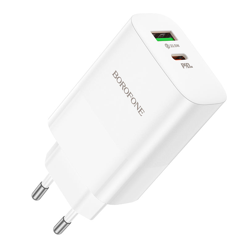 Ładowarka sieciowa Borofone BN10, 65W, 5A, 1 x USB-A - 1 x USB-C, biała 