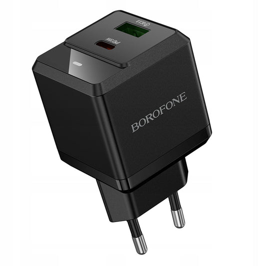 Ładowarka sieciowa Borofone BN19 Intenso, 20W, 3A, 1 x USB-A - 1 x USB-C, Czarny