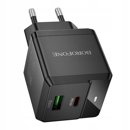 Ładowarka sieciowa Borofone BN19 Intenso, 20W, 3A, 1 x USB-A - 1 x USB-C, Czarny