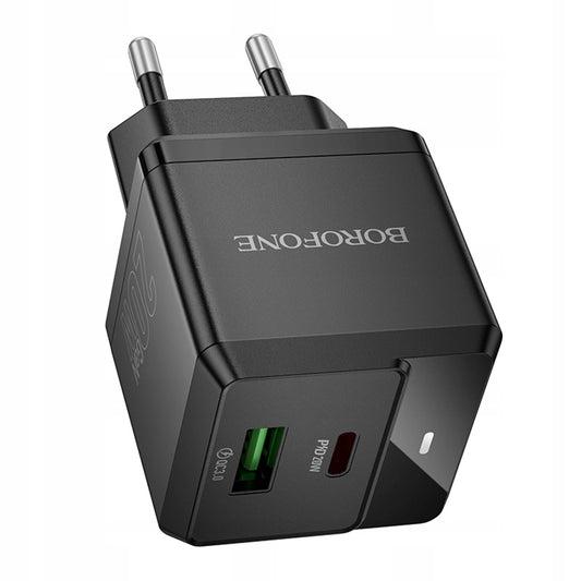 Ładowarka sieciowa Borofone BN19 Intenso, 20W, 3A, 1 x USB-A - 1 x USB-C, Czarny