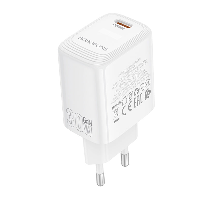 Ładowarka sieciowa Borofone BN28 Fuente, 30W, 3A, 1 x USB-C, Biała