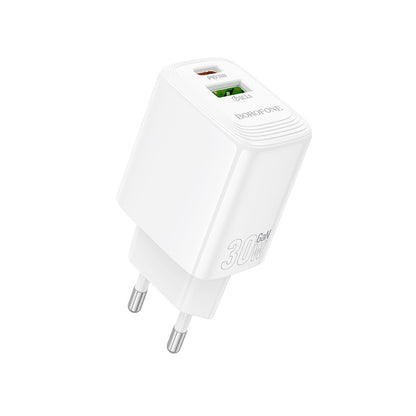 Ładowarka sieciowa Borofone BN29 Fuente, 30W, 3A, 1 x USB-A - 1 x USB-C, Biała