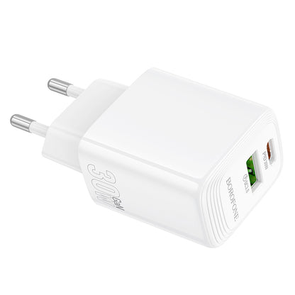 Ładowarka sieciowa Borofone BN29 Fuente, 30W, 3A, 1 x USB-A - 1 x USB-C, Biała