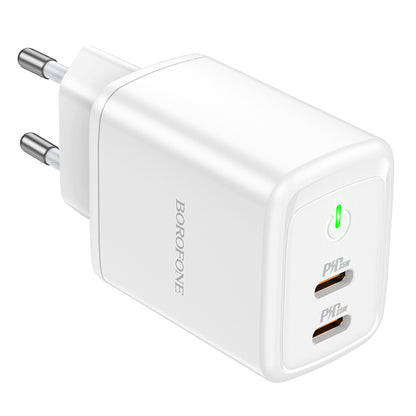 Ładowarka sieciowa Borofone BN9, 35W, 3A, 2 x USB-C, biała 