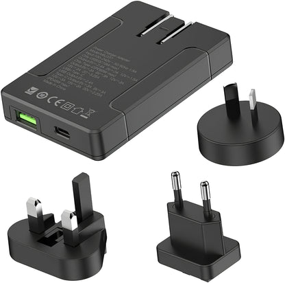 Ładowarka sieciowa Budi, 65 W, 3 A, 1 x USB-A - 1 x USB-C, czarna