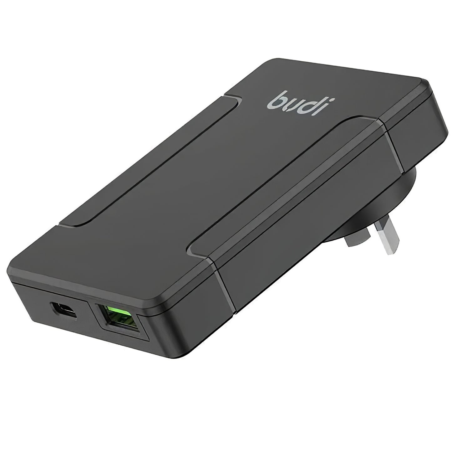 Ładowarka sieciowa Budi, 65 W, 3 A, 1 x USB-A - 1 x USB-C, czarna, odnowiona 