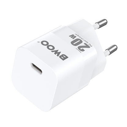 BWOO CDA155 Network Charger, 20W, 3A, 1 x USB-C, White