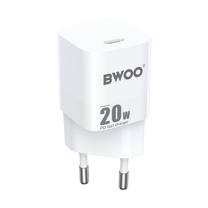 BWOO CDA155 Network Charger, 20W, 3A, 1 x USB-C, White