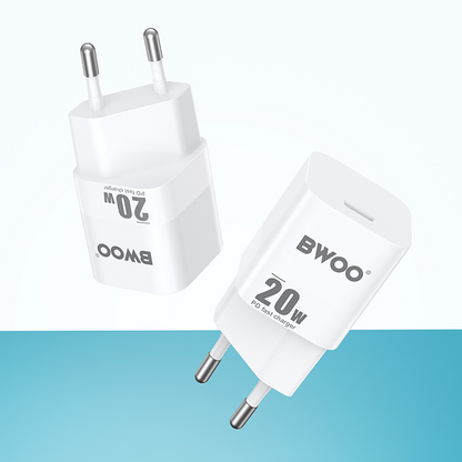 BWOO CDA155 Network Charger, 20W, 3A, 1 x USB-C, White