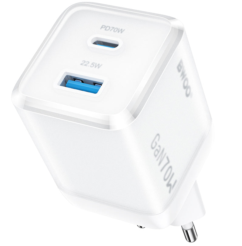 BWOO CDA224 Network Charger, 70W, 3.25A, 1 x USB-A - 1 x USB-C, White