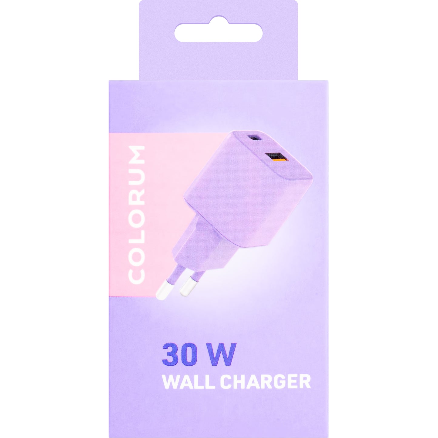 Ładowarka sieciowa Colourum CLS30-AC-09, 30W, 3A, 1 x USB-A - 1 x USB-C, fioletowa 