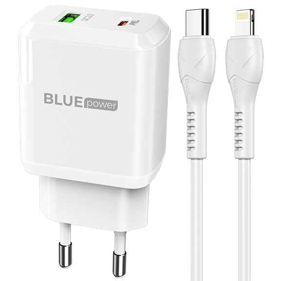 BLUE Power BLN5, 20W, 3A, 1 x USB-A - 1 x USB-C, biały