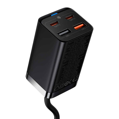 Ładowarka sieciowa Baseus GaN3 Pro USB-C z kablem, 65 W, 3 A, 2 x USB-A - 2 x USB-C, czarna CCGP04010101