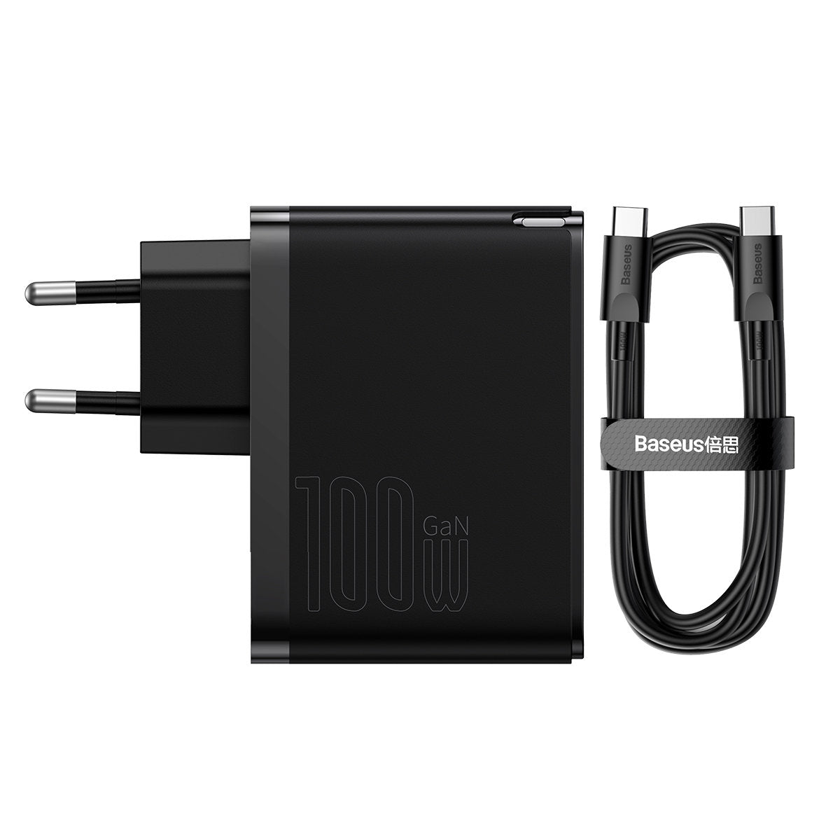 Ładowarka sieciowa z kablem USB-C Baseus GaN5 Pro, 100W, 3A, 1 x USB-A - 1 x USB-C, Czarny CCGP090201