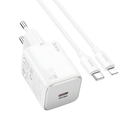 Ładowarka sieciowa z kablem Lightning HOCO N40, 20W, 3A, 1 x USB-C, Biała