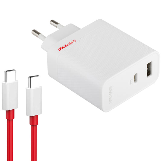 Ładowarka sieciowa OnePlus z kablem USB-C OnePlus, 80 W, 7,3 A, 1 x USB-A - 1 x USB-C, biała 5461100597