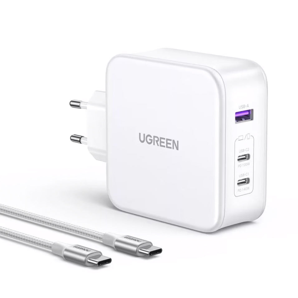 UGREEN CD289, 140W, 5A, 1 x USB-A - 2 x USB-C, biały 