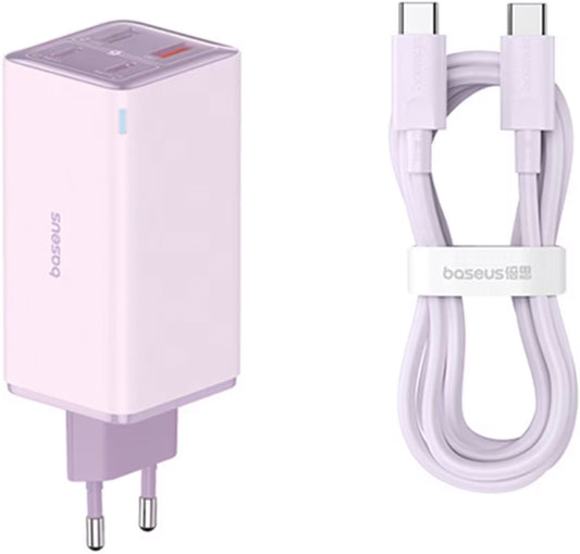 Ładowarka sieciowa z kablem USB-C Baseus GaN6 Pro, 100W, 3.25A, 2 x USB-A - 2 x USB-C, Fioletowy P10162705532-00