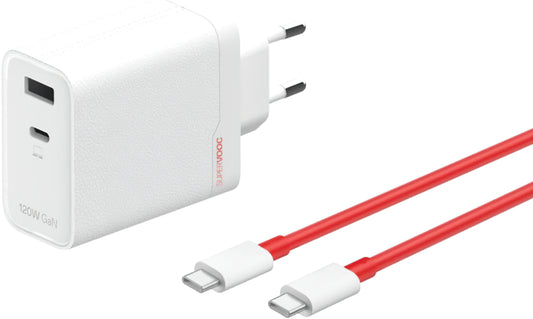 Ładowarka sieciowa z kablem USB-C OnePlus OSABBCBBAE, 120W, 7.3A, 1 x USB-A - 1 x USB-C, Biała 5461100631