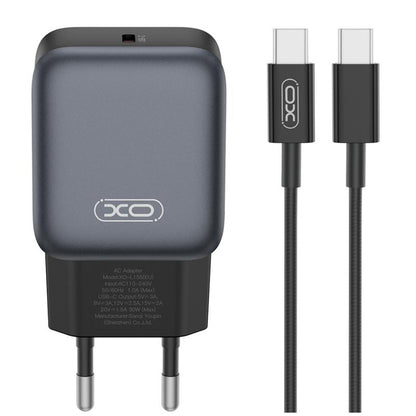Ładowarka sieciowa z kablem USB-C XO Design L155, 30W, 3A, 1 x USB-C, Czarny