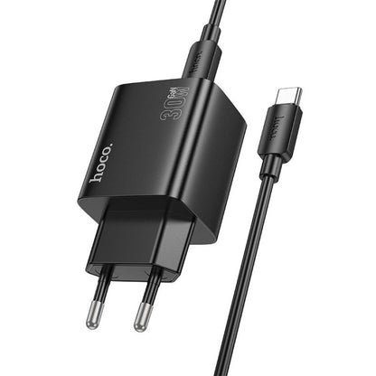 Ładowarka sieciowa z kablem USB-C HOCO N56, 30W, 3A, 2 x USB-A - 2 x USB-C, Czarny