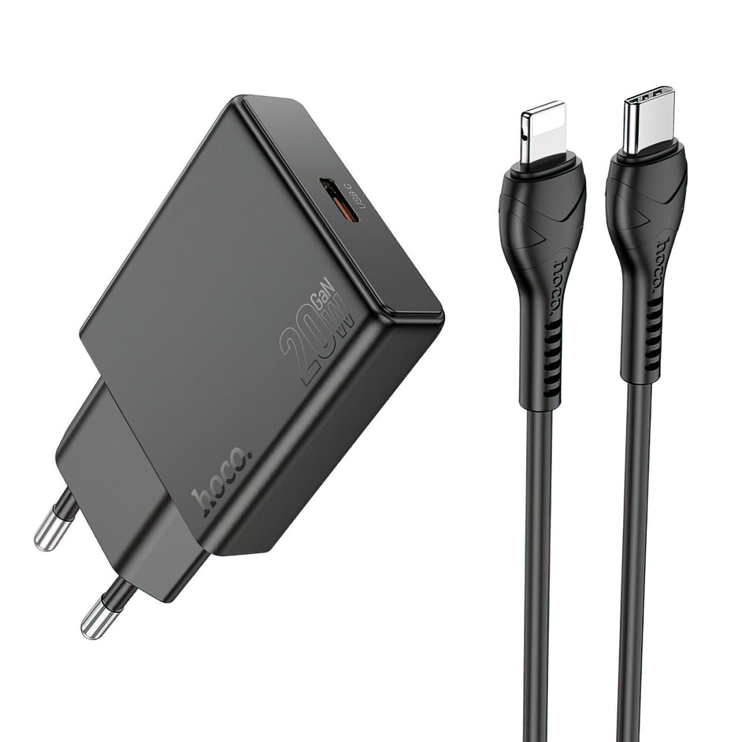 Ładowarka sieciowa z kablem Lightning HOCO N37, 30W, 3A, 1 x USB-C, Czarna
